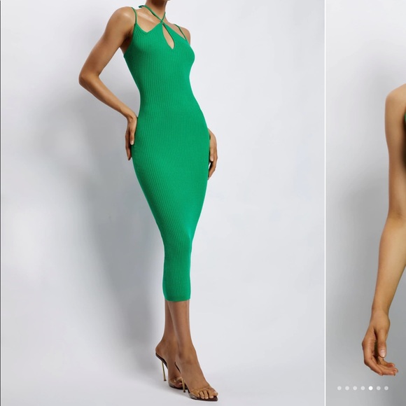 Meshki leslie green ribbed midi dress - Picture 5 of 7